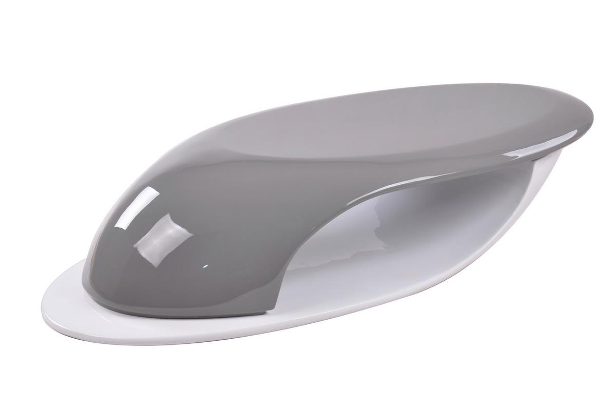 Couchtisch Grau/weiß Hochglanz L: 130 Cm - Weiß Hochglanz/Grau Hochglanz, Design, Kunststoff (130/58/30cm) - Livetastic