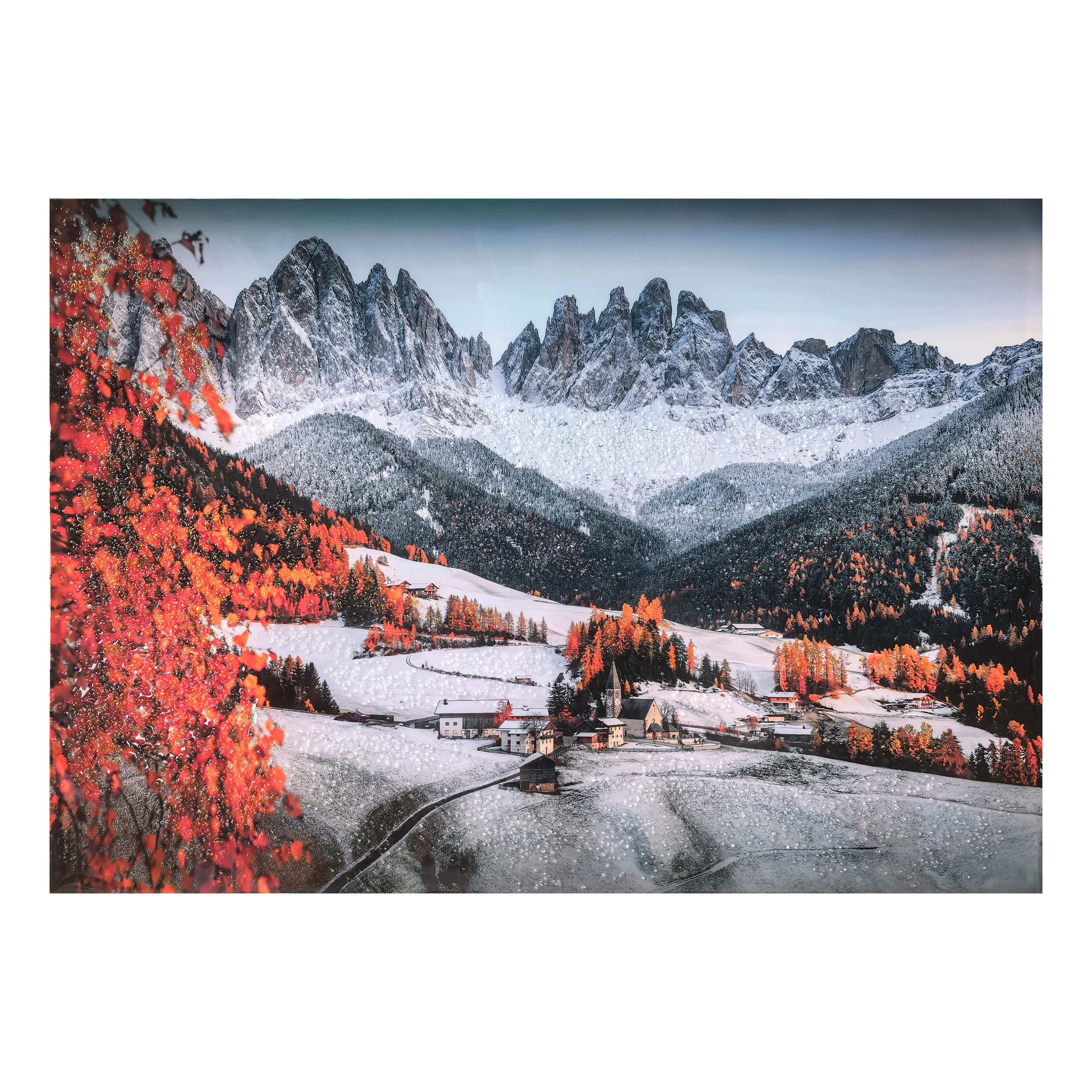 Bild Nura BxHxT: 70x100x2,5 cm - Orange/Weiß, KONVENTIONELL, Holz/Textil (70/100/2,5cm) - Luca Bessoni