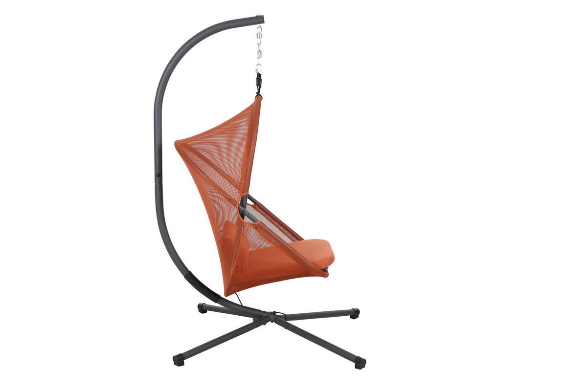 Hängesessel Mit Gestell Mit Sitz- Und Rückenkissen - Anthrazit/Rot, KONVENTIONELL, Kunststoff/Textil (123/195/106cm) - Siena Garden