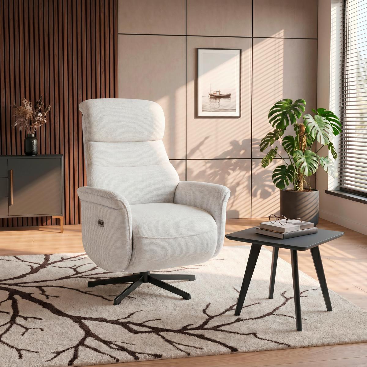 Relaxsessel Manila Chenille silber, B: 73 cm - Silberfarben/Schwarz, MODERN, Textil/Metall (73/113/89cm)