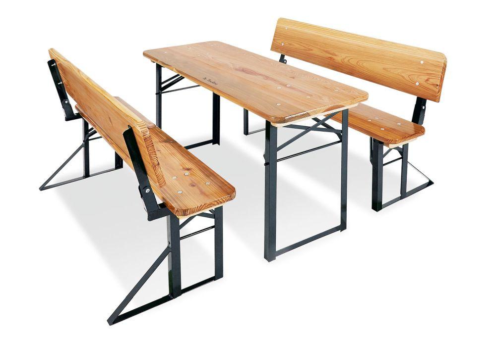 Kinderfestzeltgarnitur natur/grün - Dunkelgrün/Naturfarben, Basics, Holz/Metall (109/40/53cm) - Pinolino