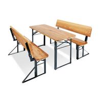 Kinderfestzeltgarnitur natur/grün - Dunkelgrün/Naturfarben, Basics, Holz/Metall (109/40/53cm) - Pinolino