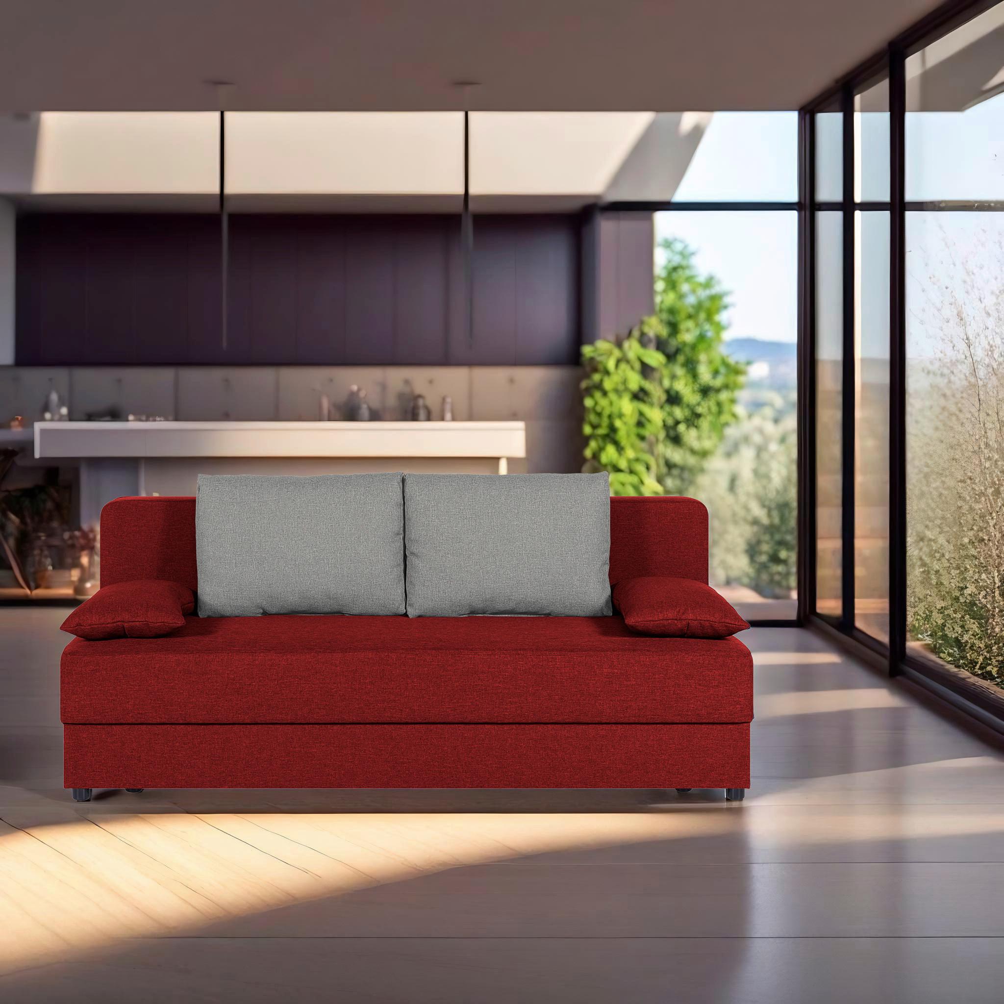Schlafsofa Nele Rot B: 193 cm - Rot, Design, Holzwerkstoff/Textil (193/82/80cm) - P & B
