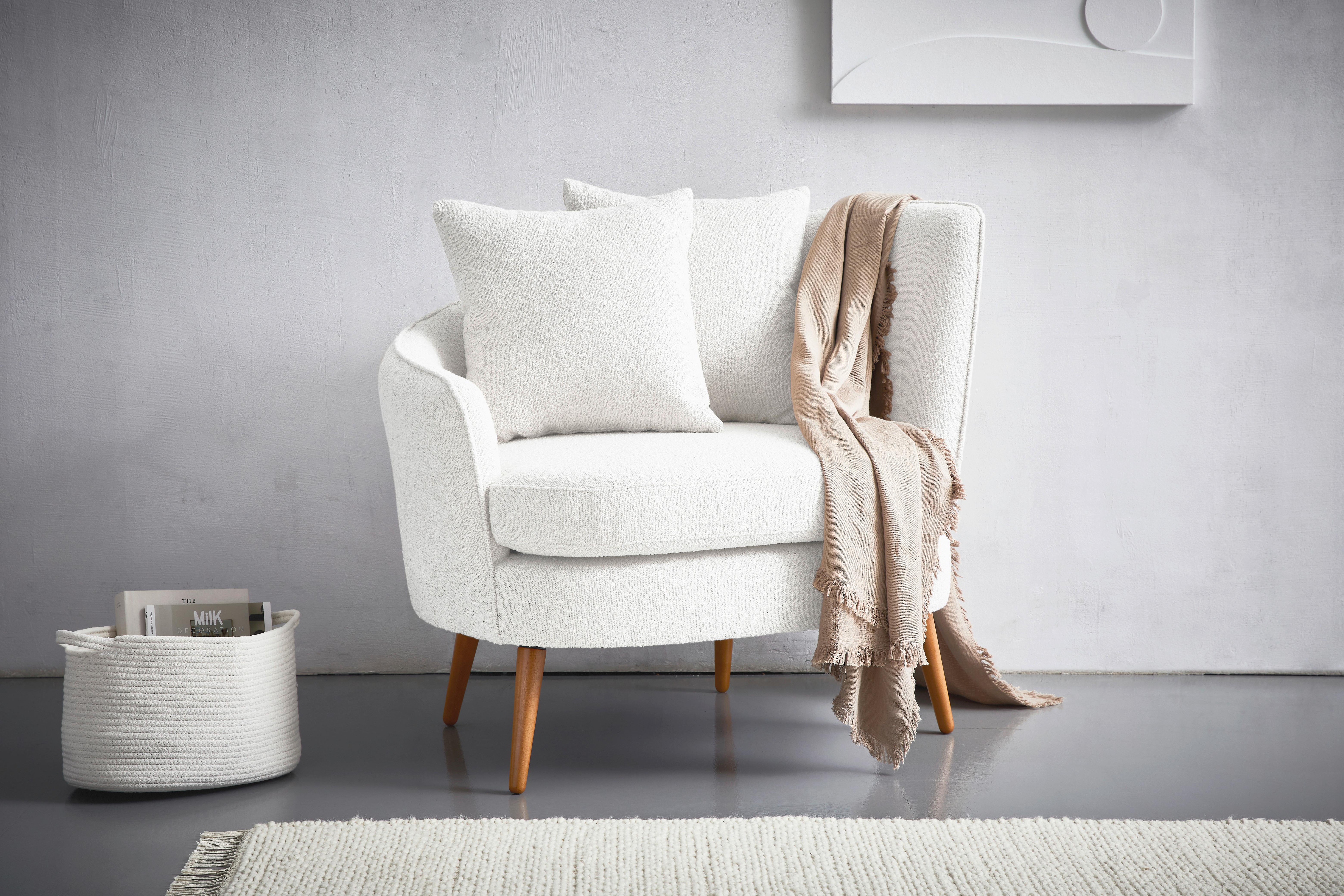 Polstersessel Miranda Boucle Weiß - Naturfarben/Weiß, KONVENTIONELL, Textil (106/88/83cm) - Max Winzer