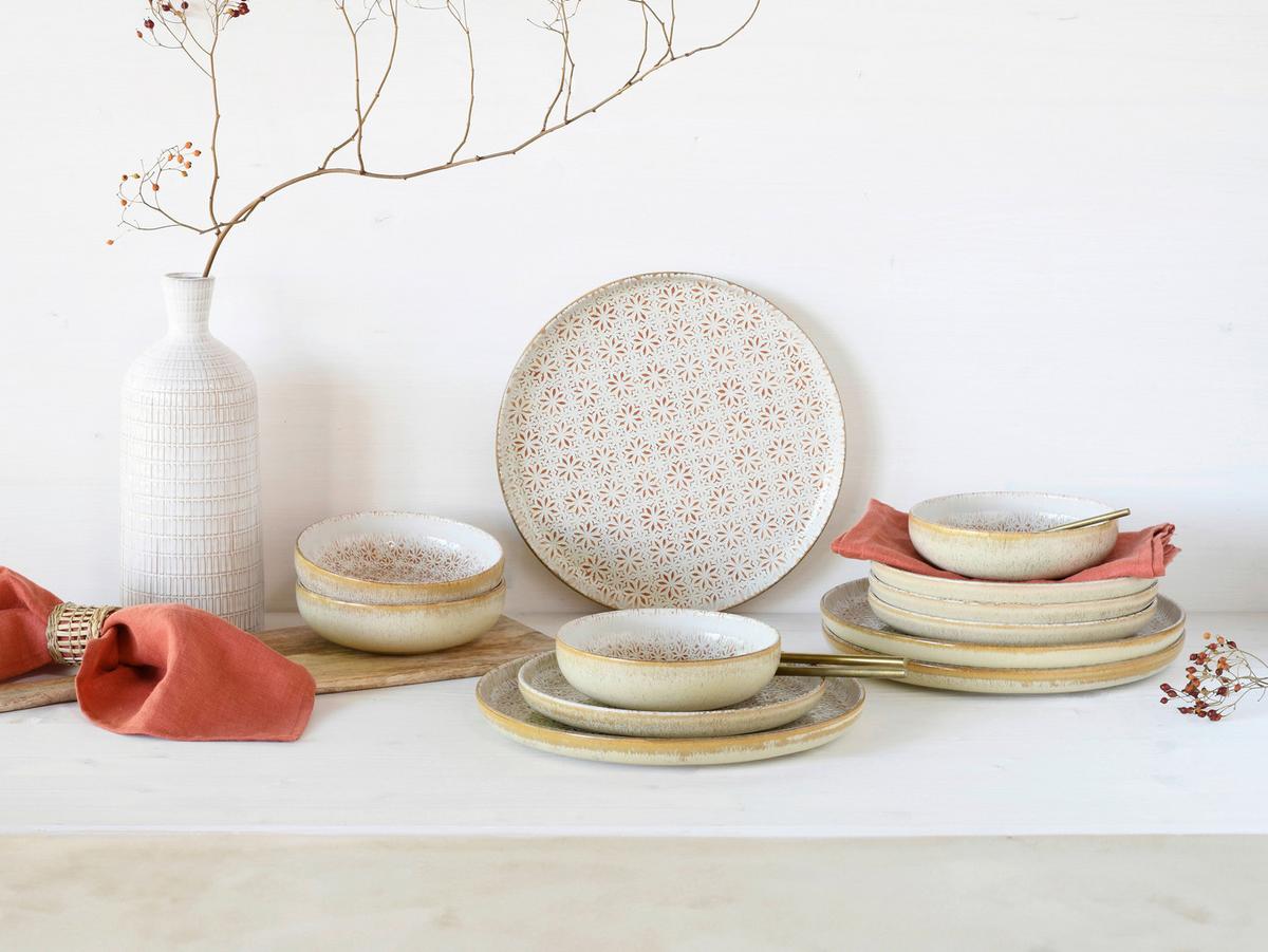 Tafelservice Uno Emiliana 12--Teilig., Creme, Rosa - Creme/Rosa, Basics, Keramik - Creatable