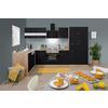 Eckküche Economy mit Geräten 172x310 cm Schwarz/Eiche Dekor - Eichefarben/Schwarz, Basics, Glas/Holzwerkstoff (172/310cm) - Respekta