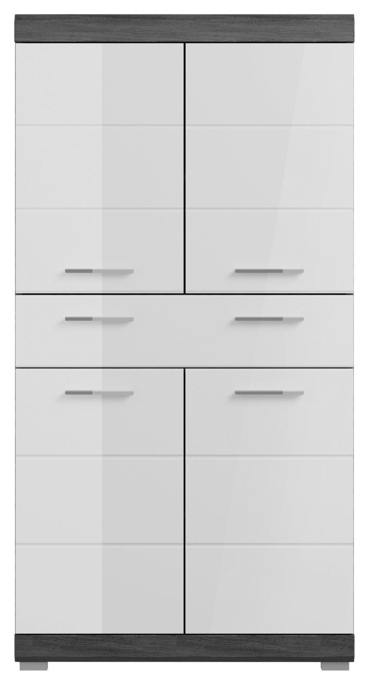 Midischrank Scout - Weiß Hochglanz/Anthrazit, MODERN, Holzwerkstoff (74/141/31cm) - MID.YOU