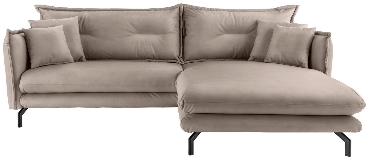 Ecksofa Lava Beige S: 255x180cm - Beige/Schwarz, MODERN, Textil (255/180cm) - Livetastic