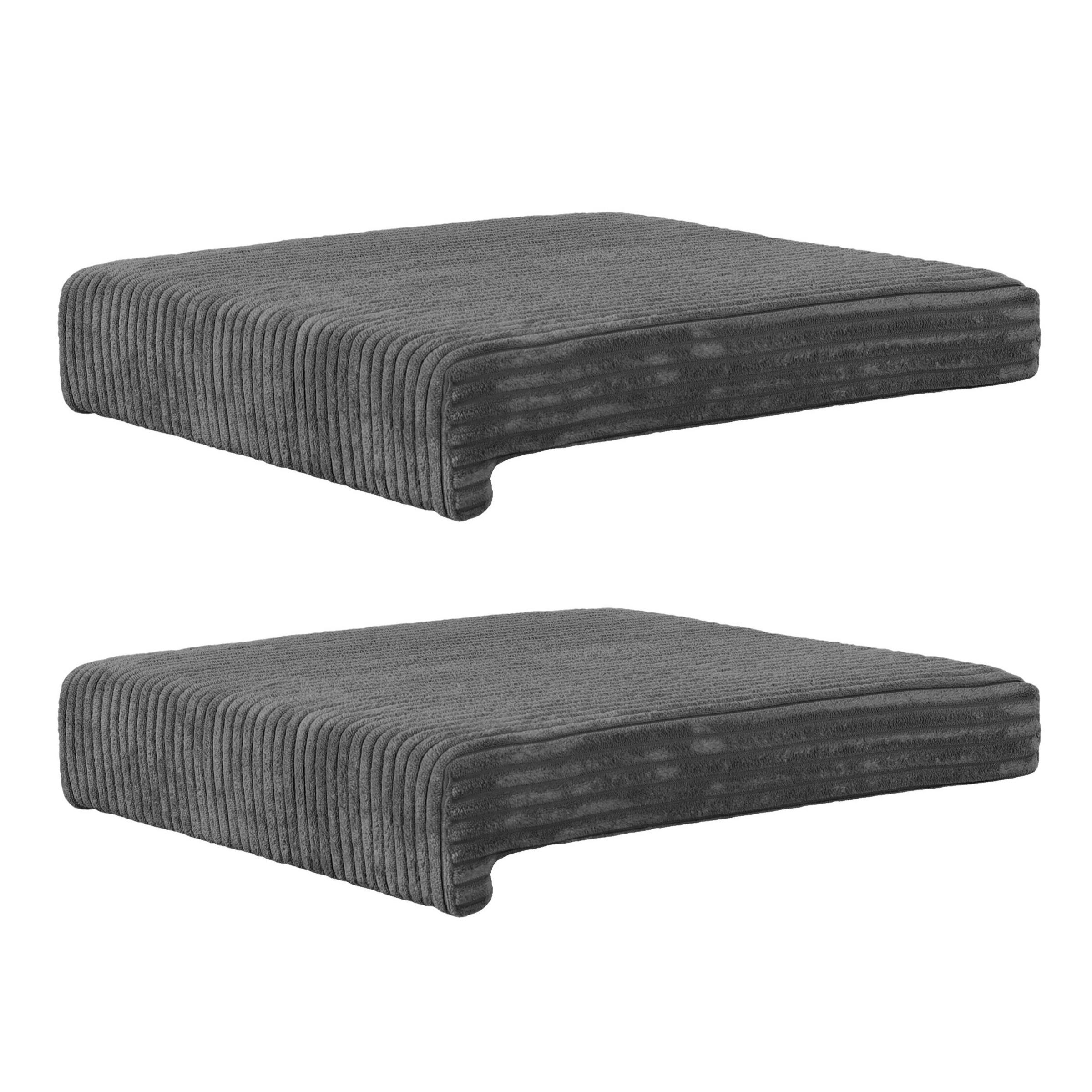 Bankkissen 2-Tlg. Set Cord, Grau, LxB: 40x35/38 cm - Basics, Textil (40/35/38/5/8cm)