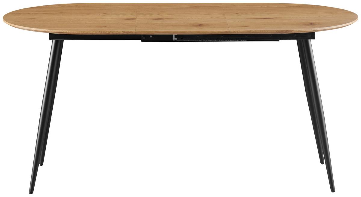 Ausziehtisch Lias 120 Az Mdf Eiche Dekor, B: 120-160 Cm - Eichefarben/Schwarz, KONVENTIONELL, Holzwerkstoff/Metall (120-160/75/80cm) - MID.YOU