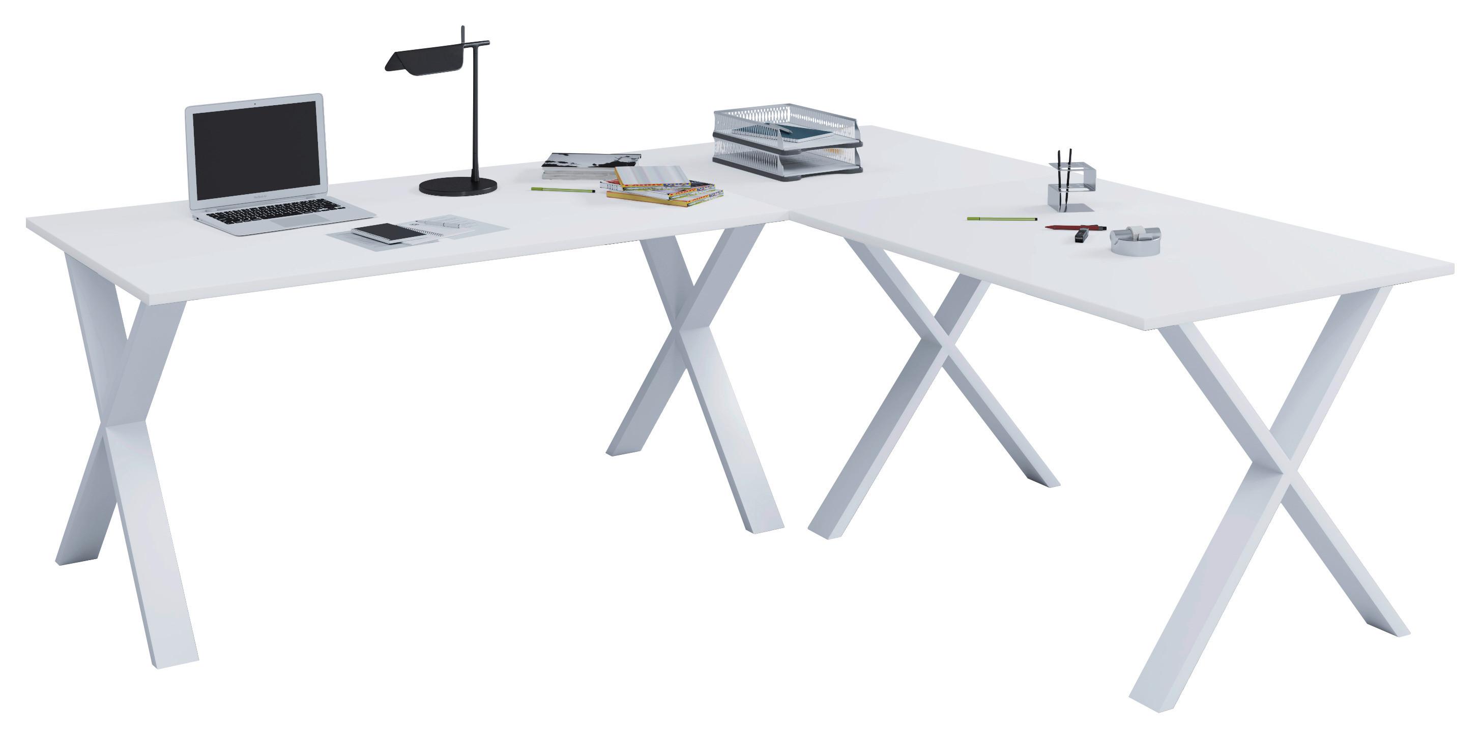 Eckschreibtisch Lona 190x160cm Weiß - Weiß, MODERN, Holzwerkstoff/Metall (190/50/76cm) - MID.YOU