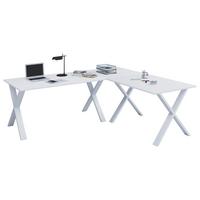 Eckschreibtisch Lona 190x160cm Weiß - Weiß, MODERN, Holzwerkstoff/Metall (190/50/76cm) - MID.YOU