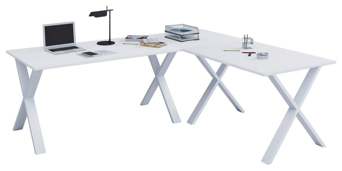 Eckschreibtisch Lona 190x160cm Weiß - Weiß, MODERN, Holzwerkstoff/Metall (190/50/76cm) - MID.YOU