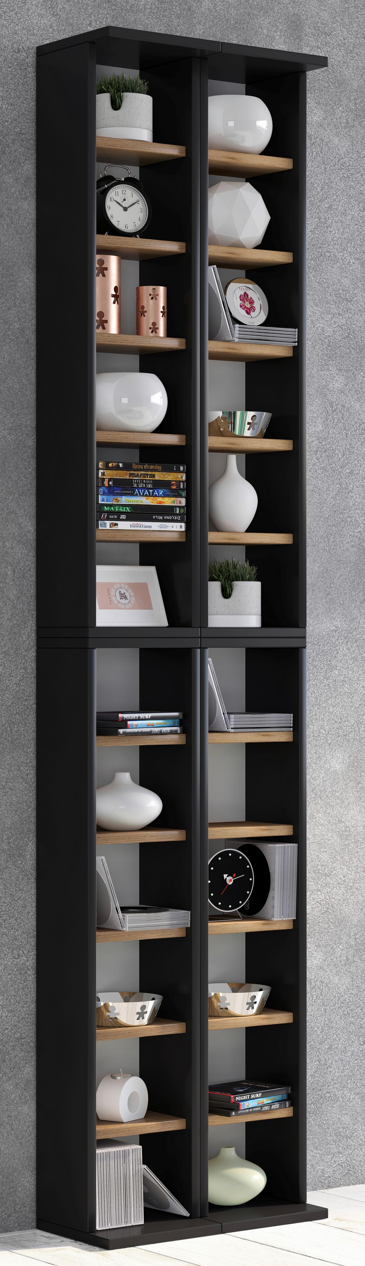 CD-Regal Almera Anthrazit/Eiche Dekor B:42cm - Honigeiche/Anthrazit, Design, Holzwerkstoff (42/183/20cm) - MID.YOU