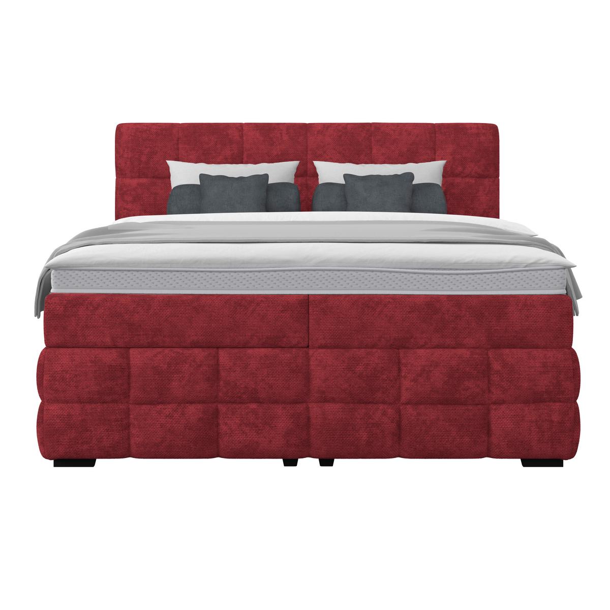 Čalouněná postel VEGA 180x200 cm, vínově červená - černá/vínově červená, Trend, dřevo/textil (180/200cm)