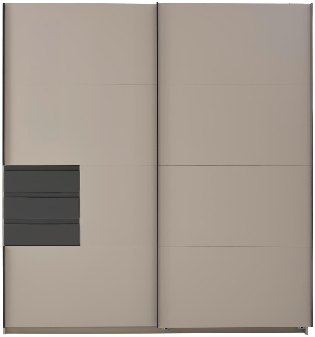 Schwebetürenschrank B: 180 cm Saharagrau/Grafit, O. Spiegel - Graphitfarben/Grau, Trend, Holzwerkstoff (180/198/65cm)