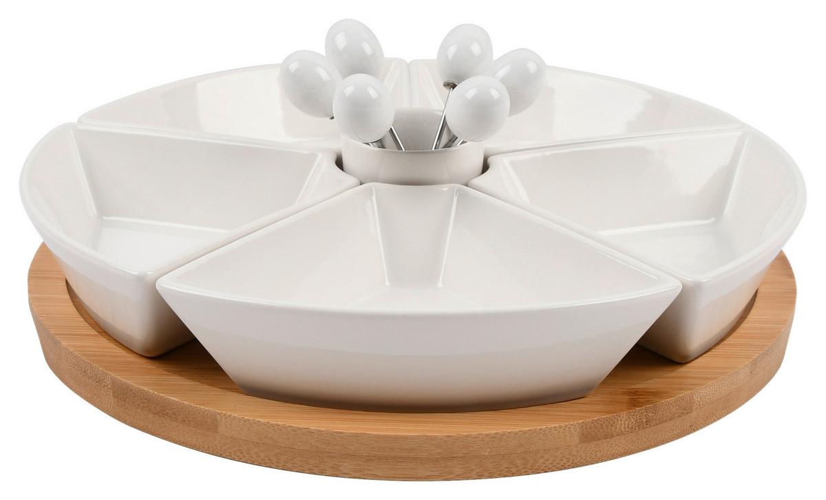 sada misiek na pochutiny TAPAS OLIVES - biela, Modern, drevo/keramika (28/28/6cm) - Mömax