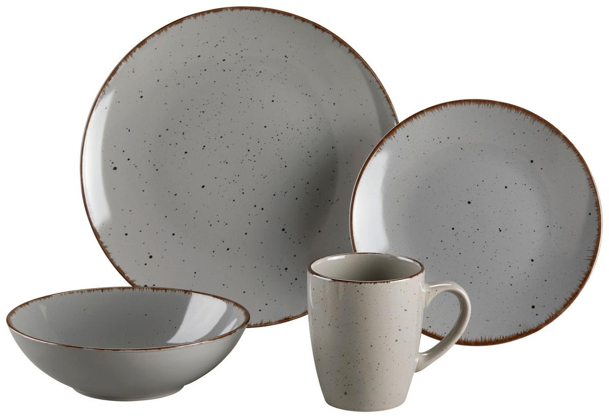 Kombiservice Lava  Keramik 4 Personen Geschirr Set Grau - Grau, LIFESTYLE, Keramik - Arte Viva
