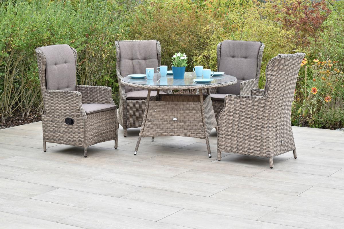 Gartenset Riviera - Naturfarben/Grau, MODERN, Kunststoff/Textil - Gardenson