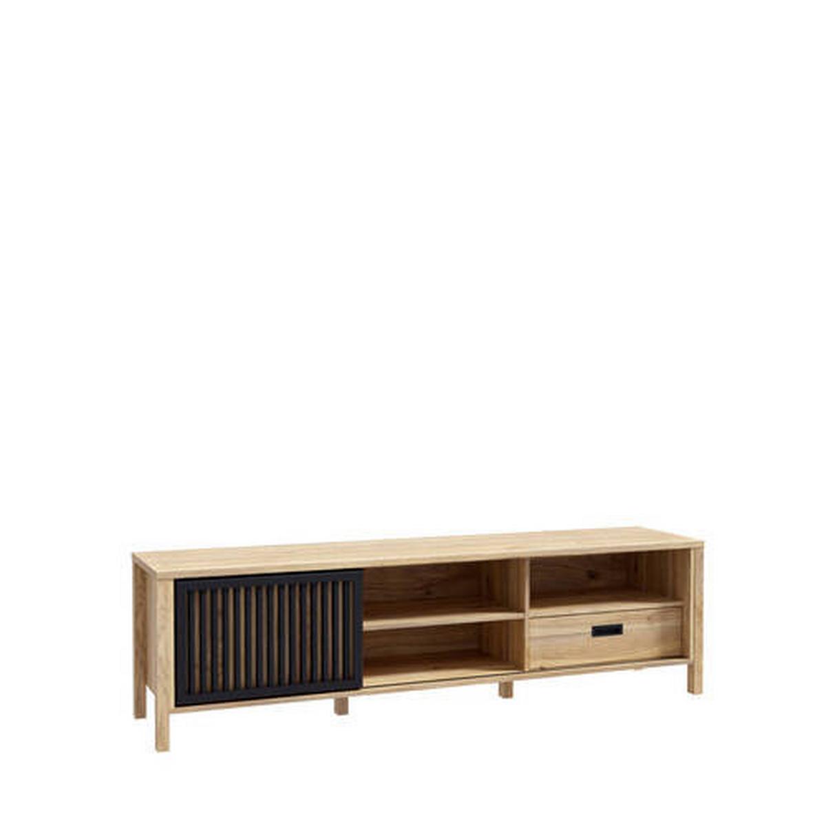 KOMODA POD TELEVIZI JYTANA - černá/barvy dubu, Moderní, kompozitní dřevo (174,8/49,9/40,2cm)