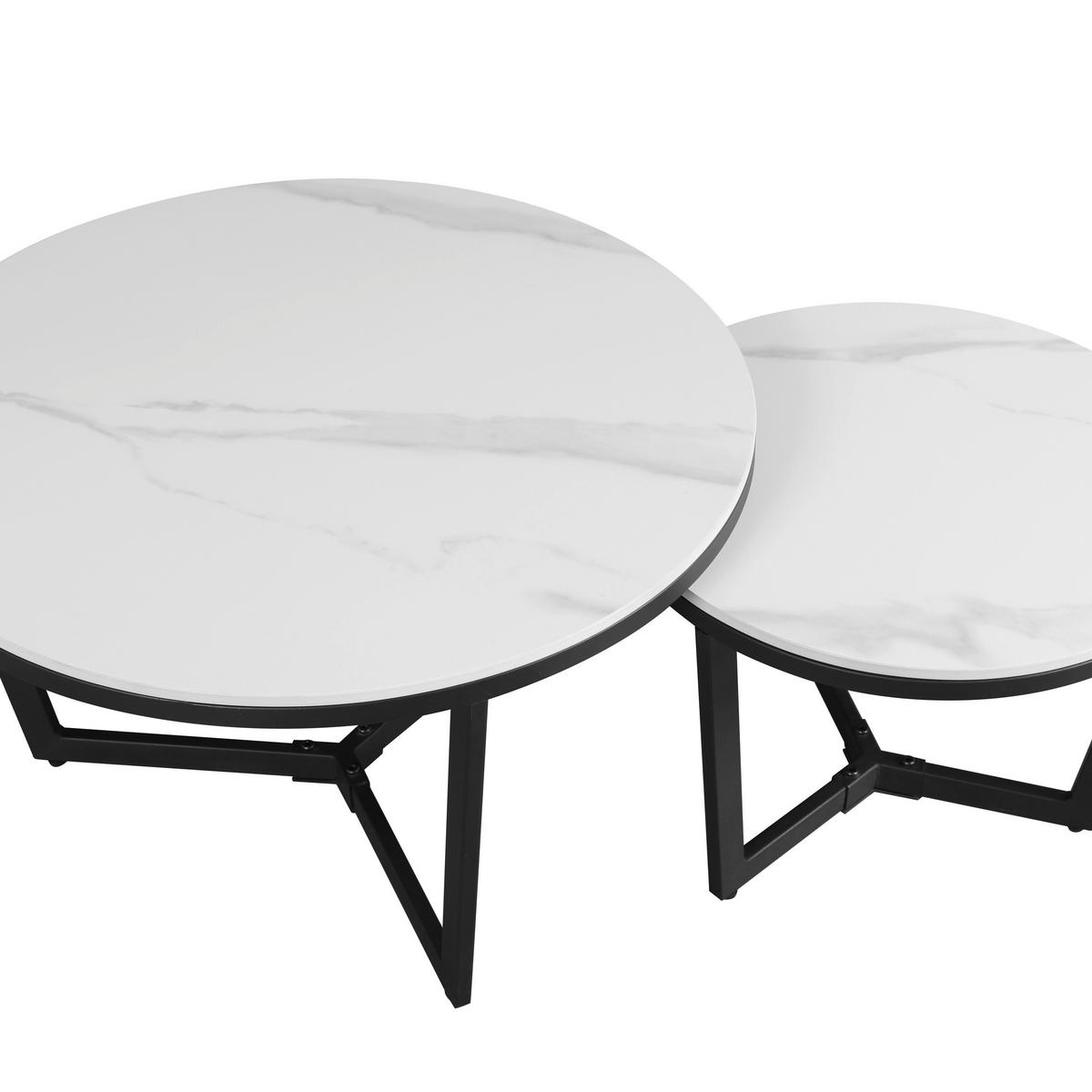 Couchtisch Ivan - Schwarz/Weiß, KONVENTIONELL, Stein/Metall (68,5/68,5/43cm) - MID.YOU