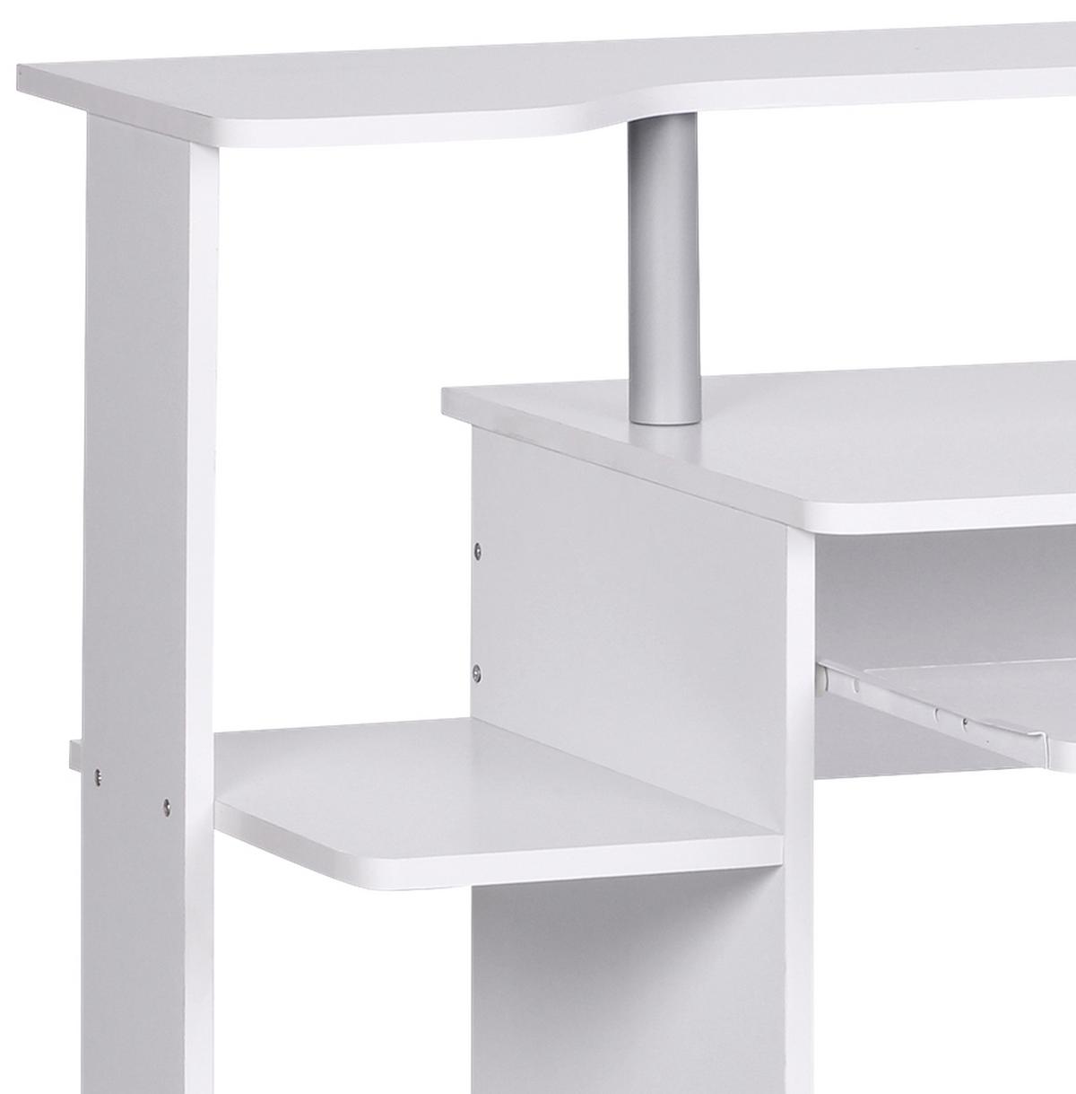 Písací stôl s nástavcom pre monitor biela - biela, Konventionell, kompozitné drevo (94/48,5/90,5cm) - MID.YOU