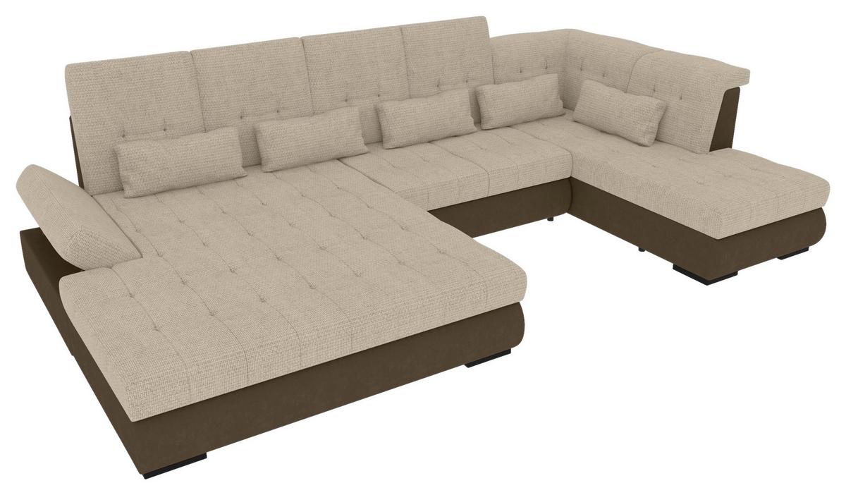 Wohnlandschaft Madera Cremefarben, S: 358x212 cm - Hellbraun/Creme, KONVENTIONELL, Kunststoff/Textil (190/358/212cm)
