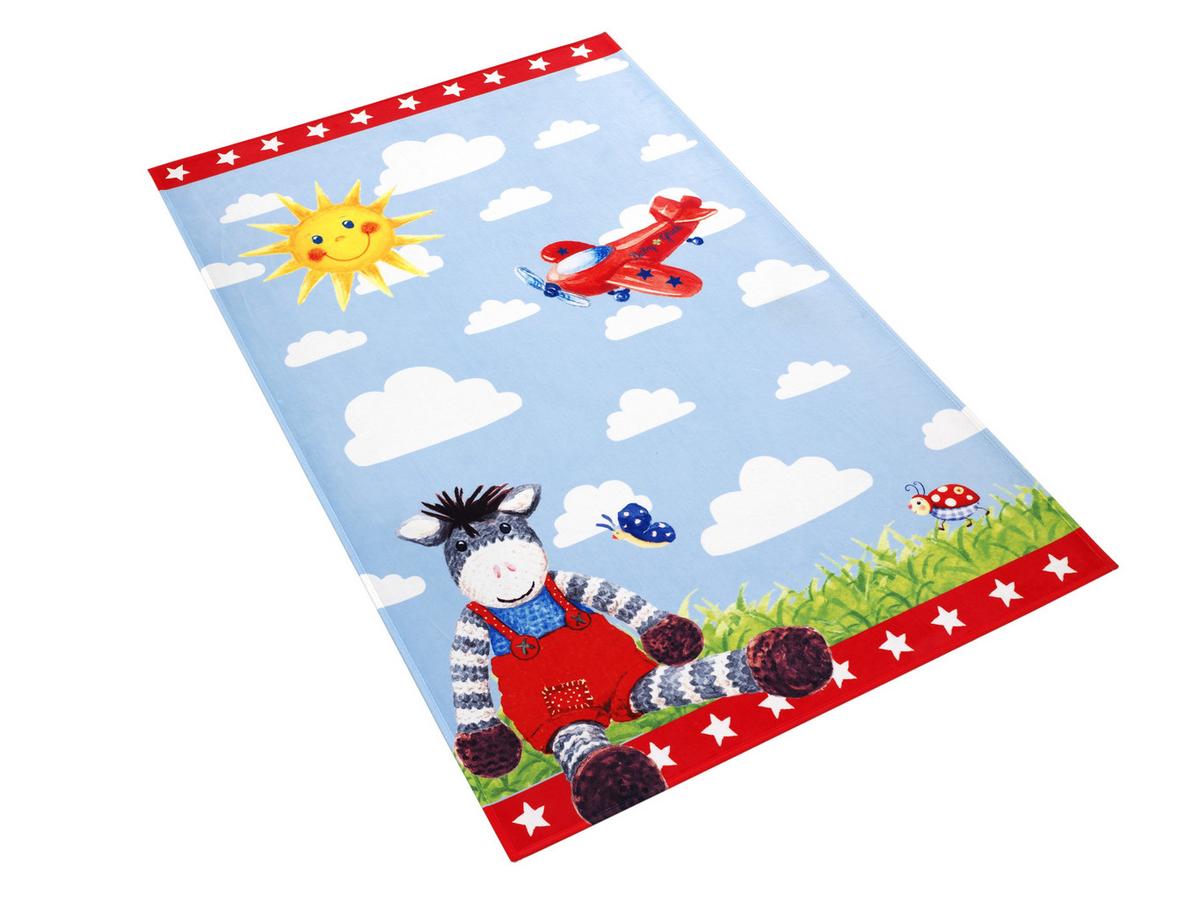 Kinderteppich Zebra Rot/blau/ Grün Baby Glück 100x160 Cm - Rot/Hellblau, Trend, Textil (100/160cm)
