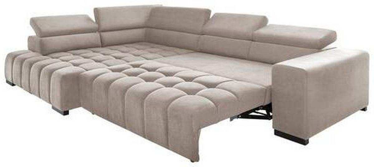 Eckschlafsofa Elias Neu Beige S: 201 cm - Beige/Schwarz, Design, Textil (201/307cm) - Livetastic