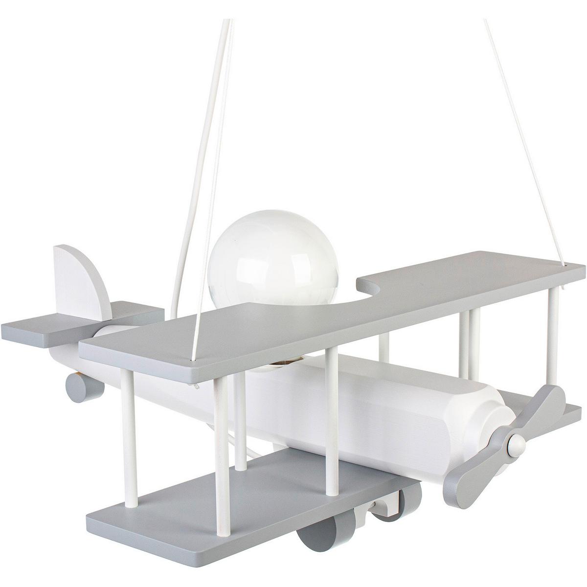 Kinderhängeleuchte Flugzeug H: 75 cm 1-Flammig - Weiß/Grau, KONVENTIONELL, Holz (42/45/75cm)