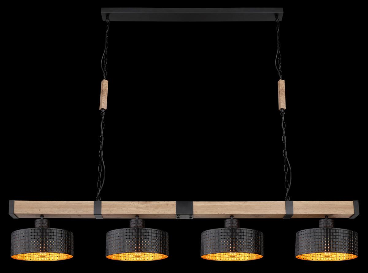Hängeleuchte 15651-4h - Dunkelbraun/Goldfarben, Natur, Holzwerkstoff/Kunststoff (140/25/120cm) - Globo