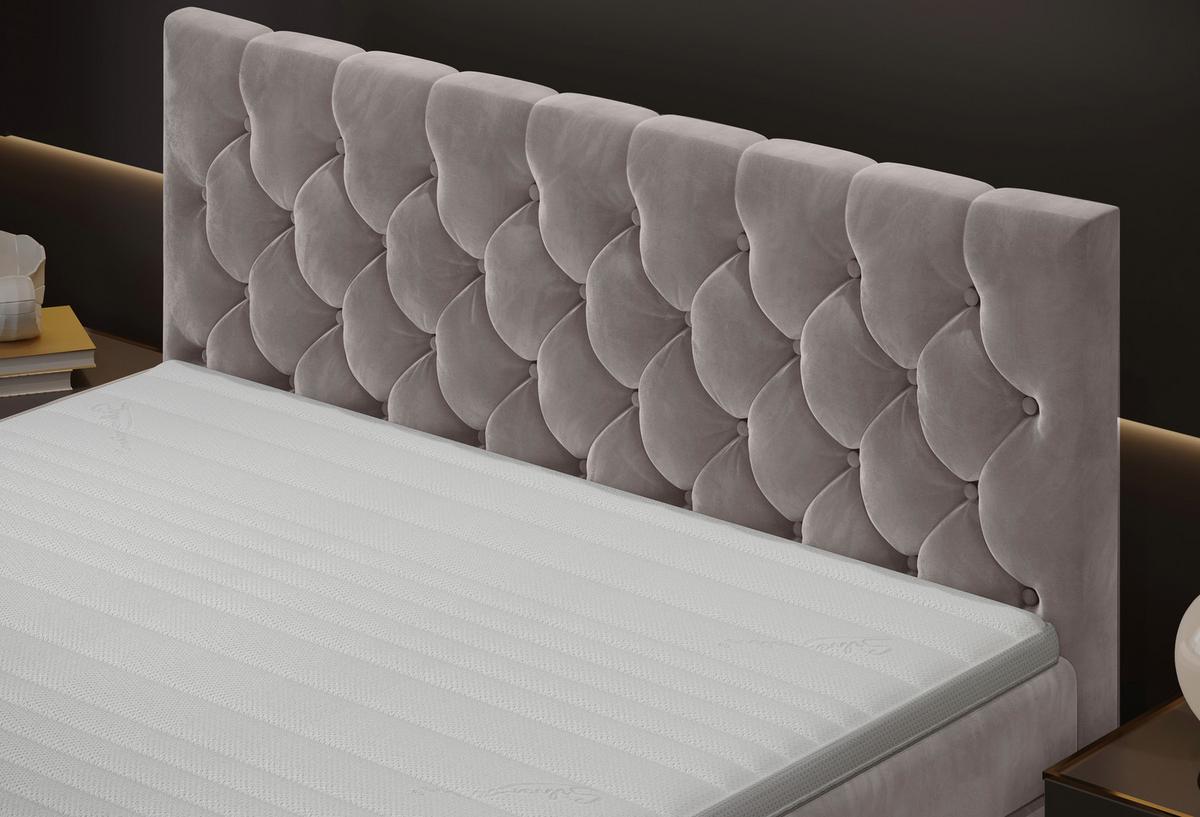 Boxspringbett Swing 2 Beige 180x200 Cm H3/h4 - Beige/Schwarz, ROMANTIK / LANDHAUS, Textil (184/121/212cm) - James Wood