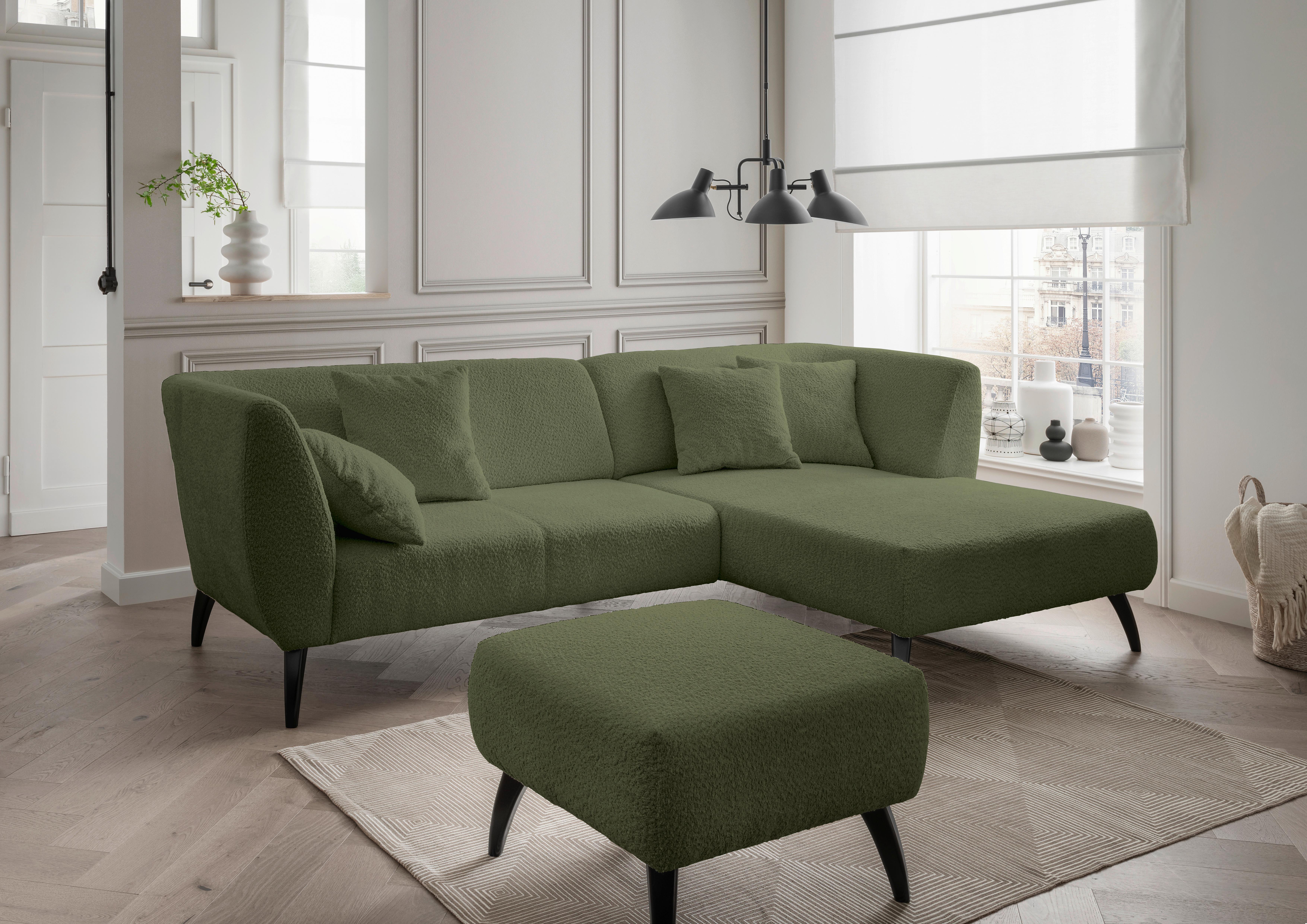 Ecksofa Colori Dunkelgrün S: 264/160 cm - Dunkelgrün/Schwarz, MODERN, Holz/Textil (264/160cm) - MID.YOU