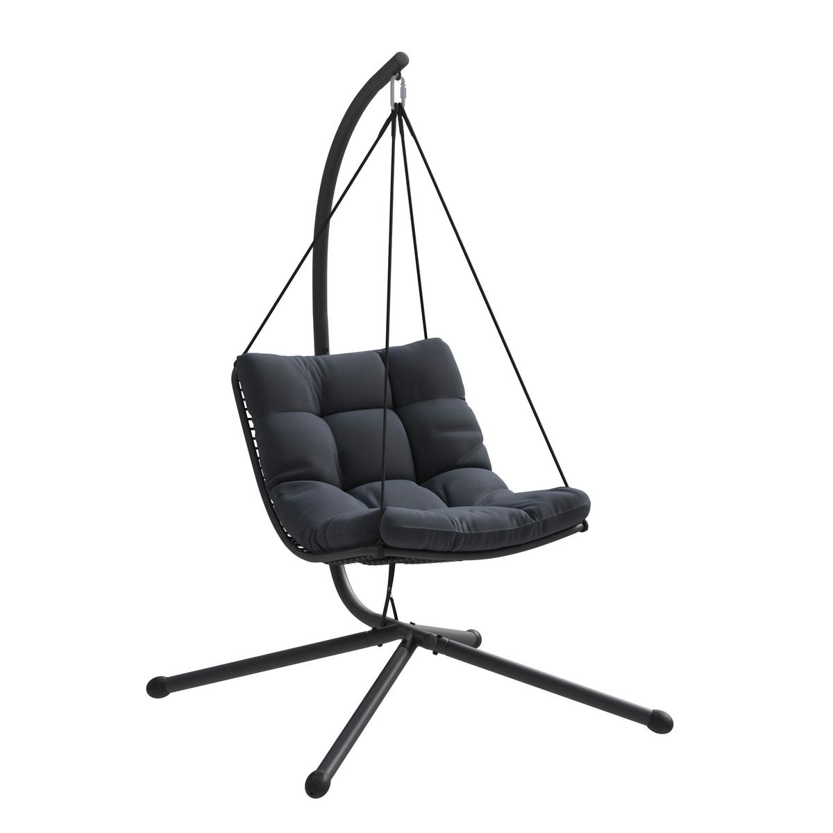 Hängesessel Santana - Dunkelgrau/Schwarz, MODERN, Kunststoff/Textil (196cm) - Beldano