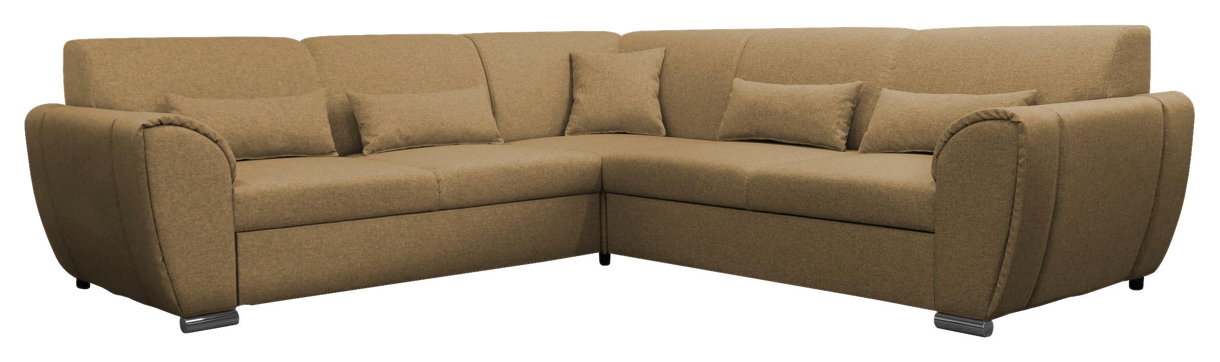 Ecksofa Delux Gelb Mit Schlaffunktion Ottomane Rechts - Gelb/Silberfarben, Design, Textil (266/266cm) - Livetastic