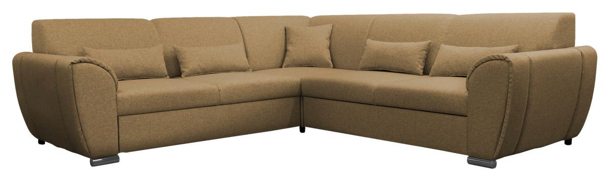 Ecksofa Delux Gelb Mit Schlaffunktion Ottomane Rechts - Gelb/Silberfarben, Design, Textil (266/266cm) - Livetastic