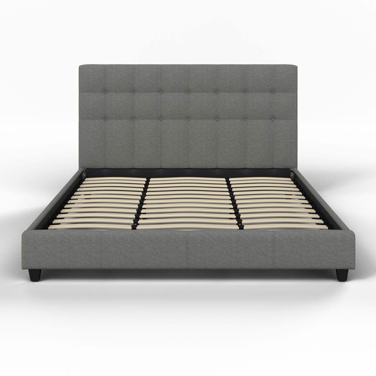 Čalouněná postel FREDERICO 180x200, světle šedá - černá/světle šedá, Moderní, kov/dřevo (180/200cm) - Bessagi Home