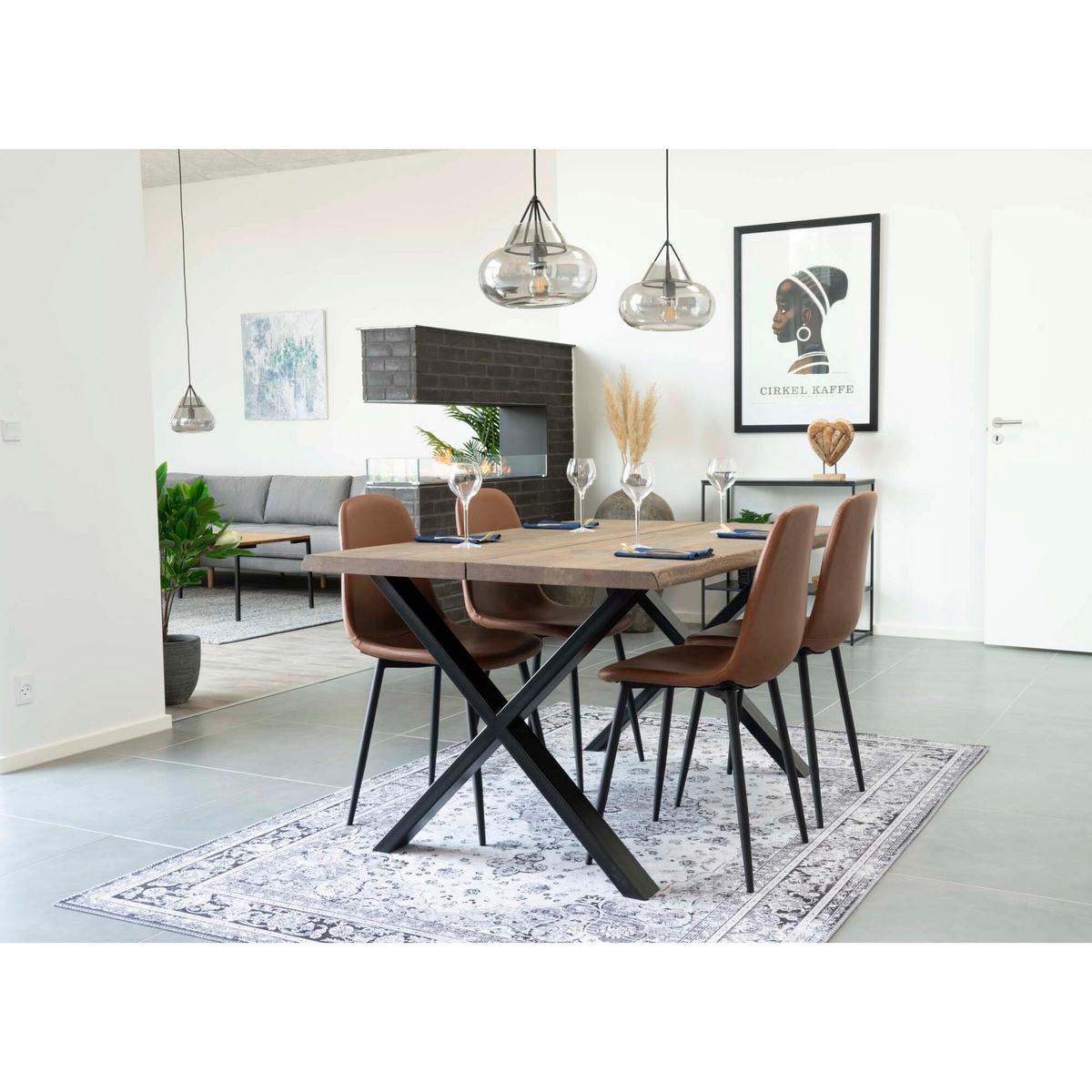 Stuhl-set Stockholm Cognac B: 44 Cm - Cognac/Schwarz, MODERN, Textil/Metall (44/86/54cm) - MID.YOU