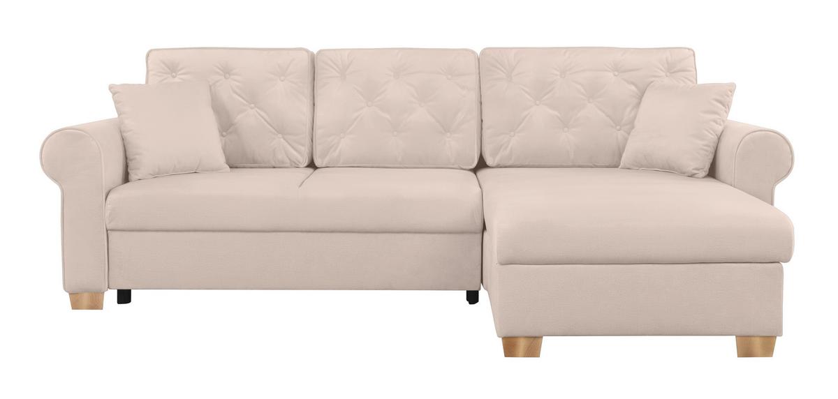 Ecksofa Arles, Beige 1 S: 266x161 Cm - Beige/Buchefarben, Design, Textil (266/161cm) - MID.YOU