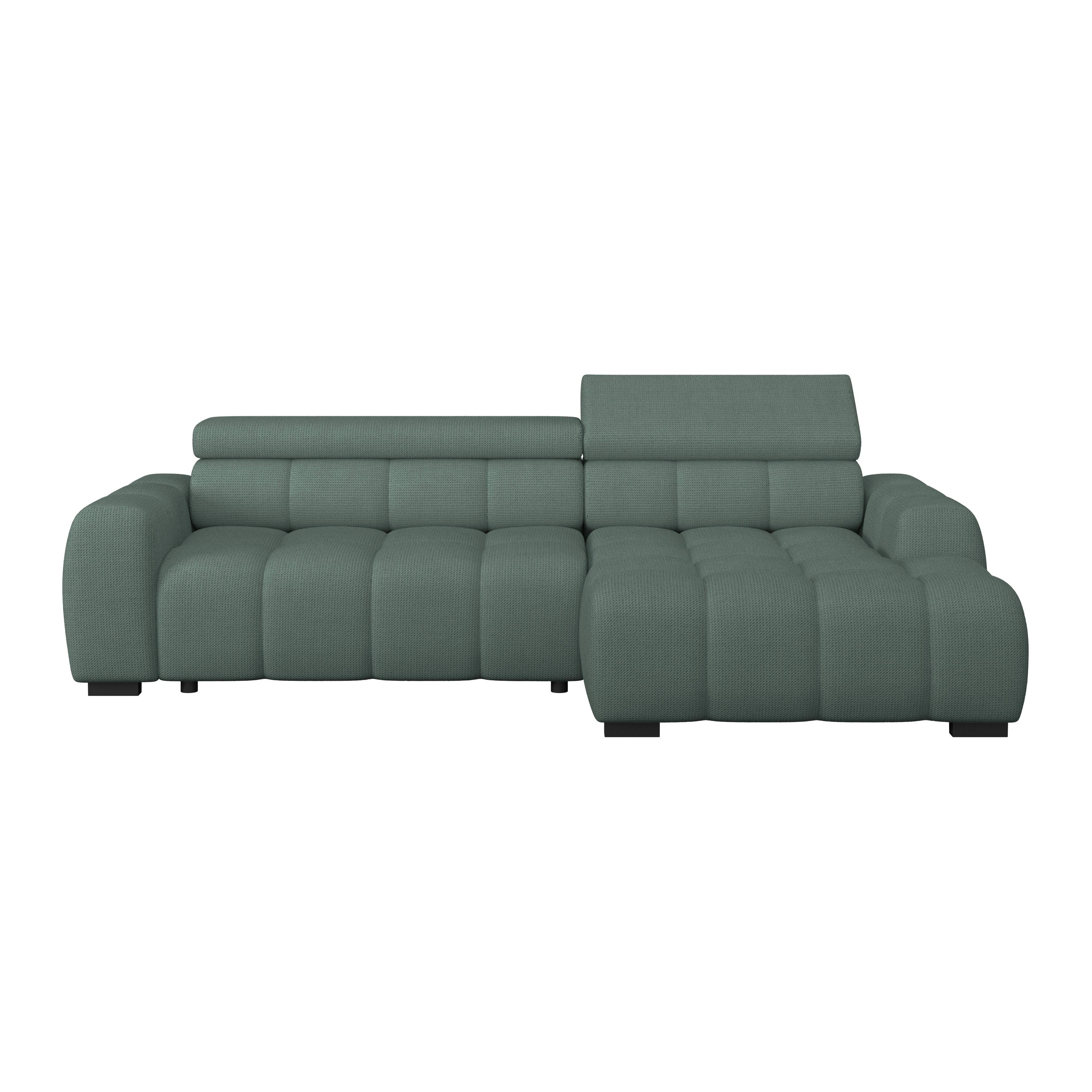 Ecksofa Fargo S Grün, B: 285 Cm - Schwarz/Grün, Trend, Textil (285/168cm)