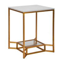 Couchtisch Marble Goldfarben, Weiß B: 60 Cm - Goldfarben/Weiß, Basics, Glas/Stein (60/47/47cm)