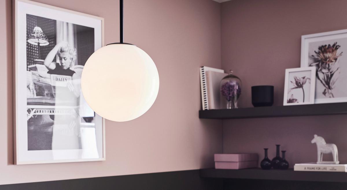 Hängeleuchte Dione Pendant 1l White/black - Weiß, Basics, Glas/Metall (25/47/25cm) - Markslöjd