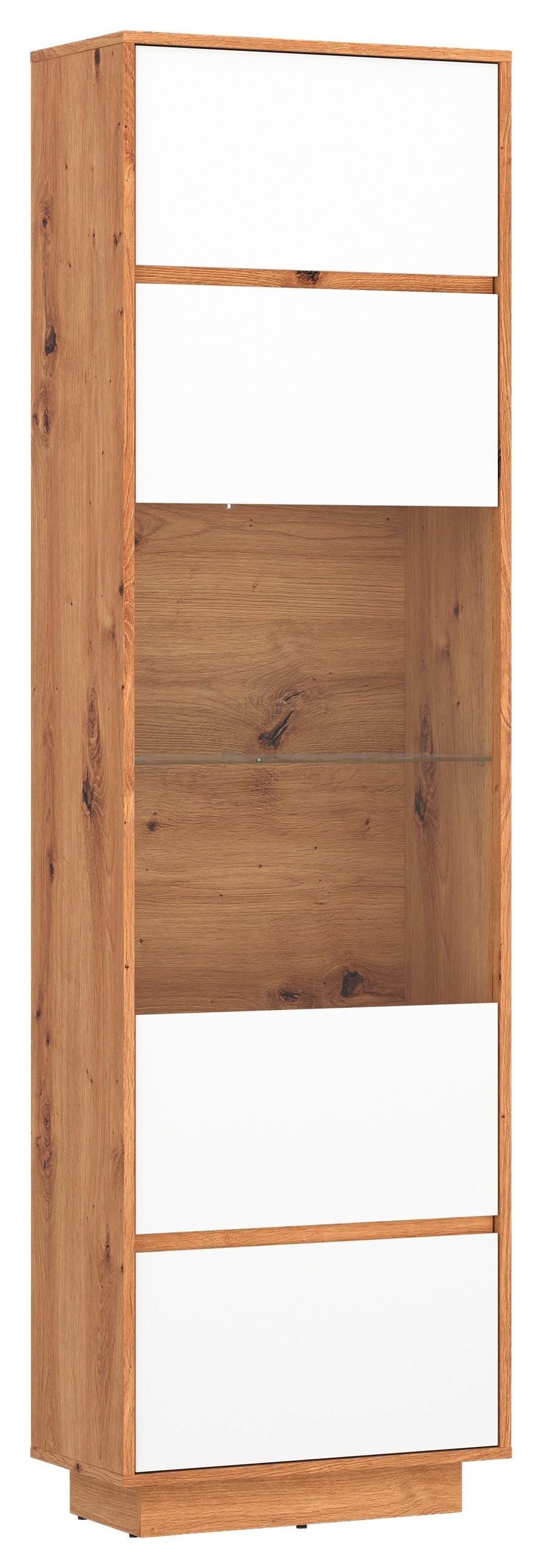 Wohnwand Foggia Eichefarben/weiß B: 360,5 Cm - Eichefarben/Weiß, Trend, Holzwerkstoff (360,5/207,3/40cm)