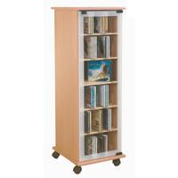 Cd-regal M. Glastür Auf Rollen Valenza 31 Cm Buche Dekor - Buchefarben, KONVENTIONELL, Glas/Holzwerkstoff (31/97,5/35cm) - MID.YOU