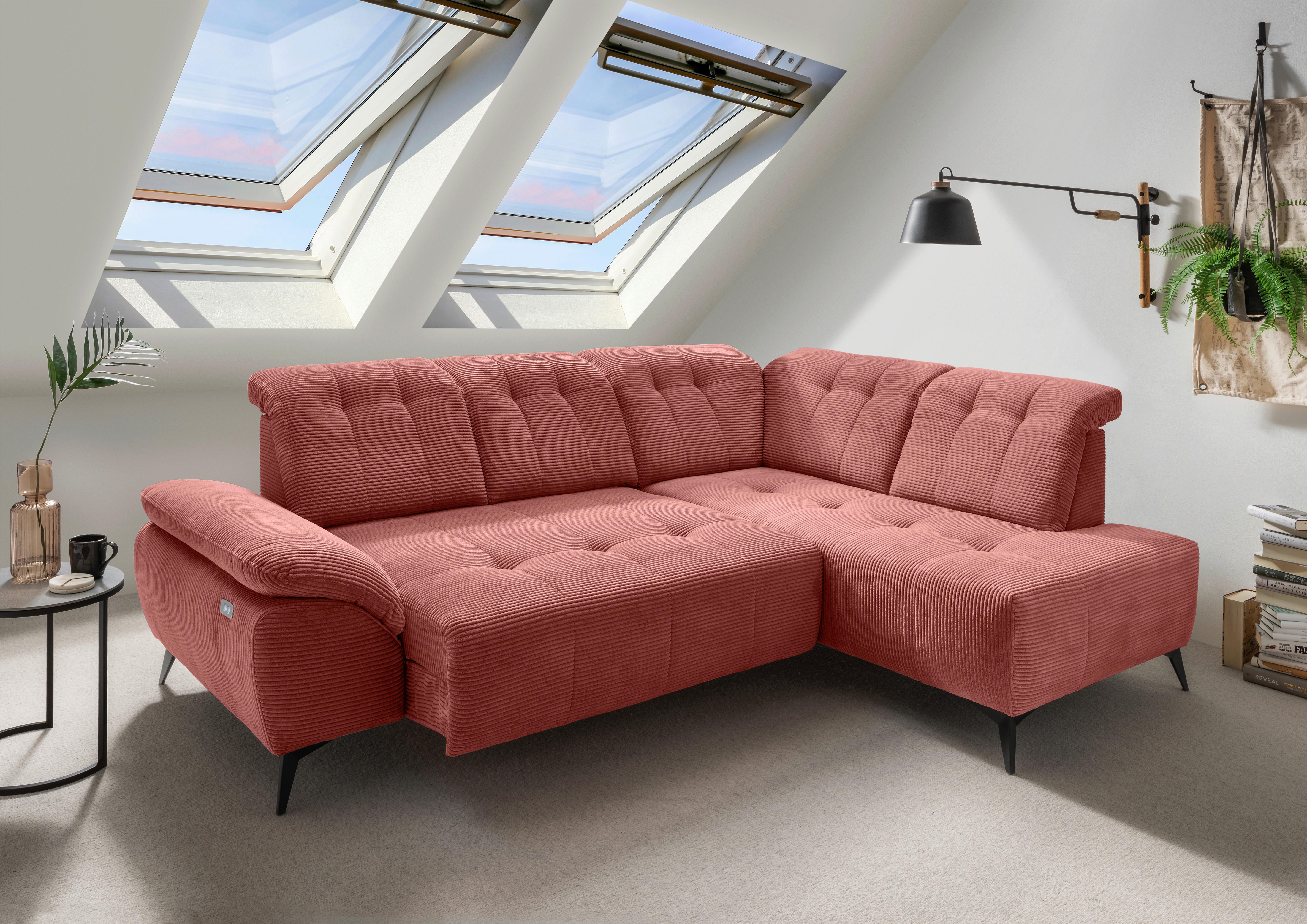 Ecksofa Fiore, Koralle S: 272x200 cm - Koralle/Schwarz, MODERN, Textil (272/200cm) - Livetastic