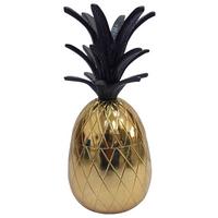 Dekoananas Ani - Goldfarben/Schwarz, MODERN, Metall (11/25cm) - Luca Bessoni