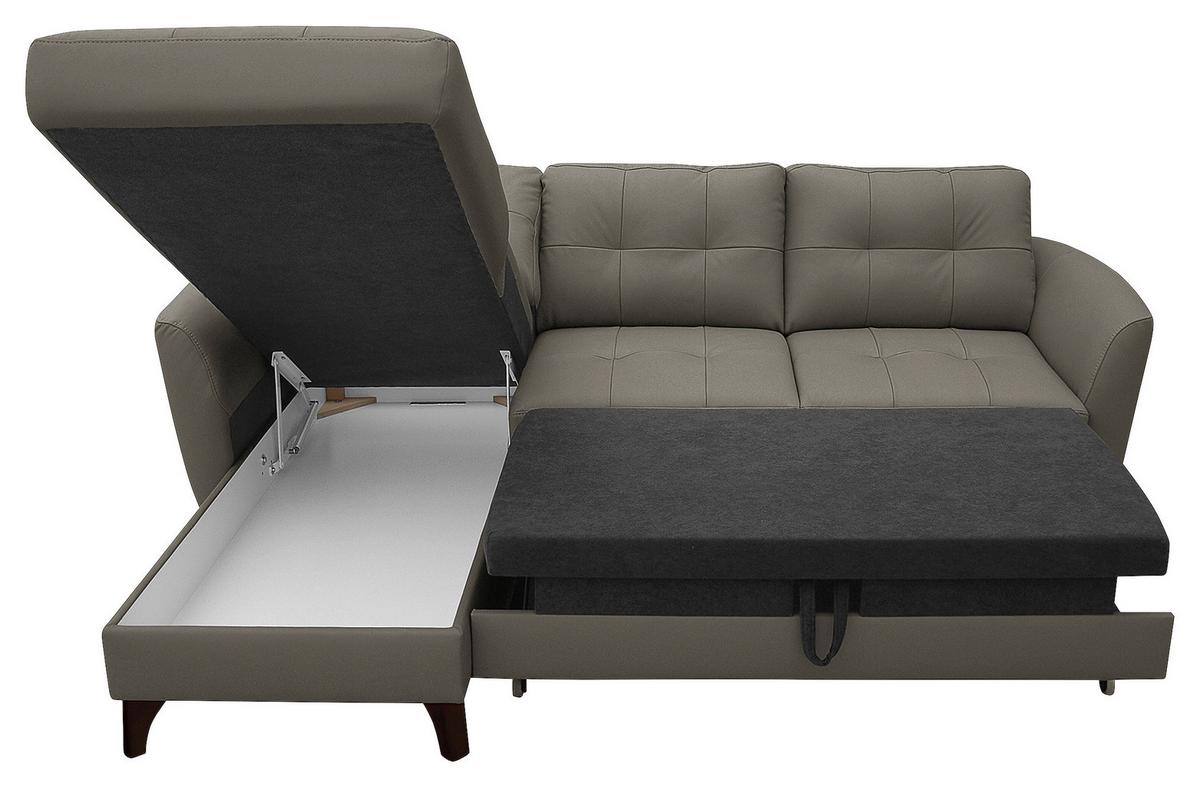 Ecksofa Nordic Schlammfarben S: 168x238 cm - Schlammfarben/Buchefarben, Design, Leder/Textil (168/238cm) - Livetastic