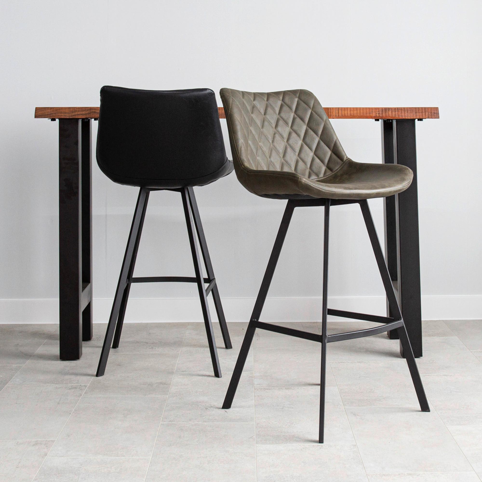 Barhocker-Set Bowie - Schwarz/Grün, KONVENTIONELL, Textil/Metall (50/102/55cm) - MID.YOU