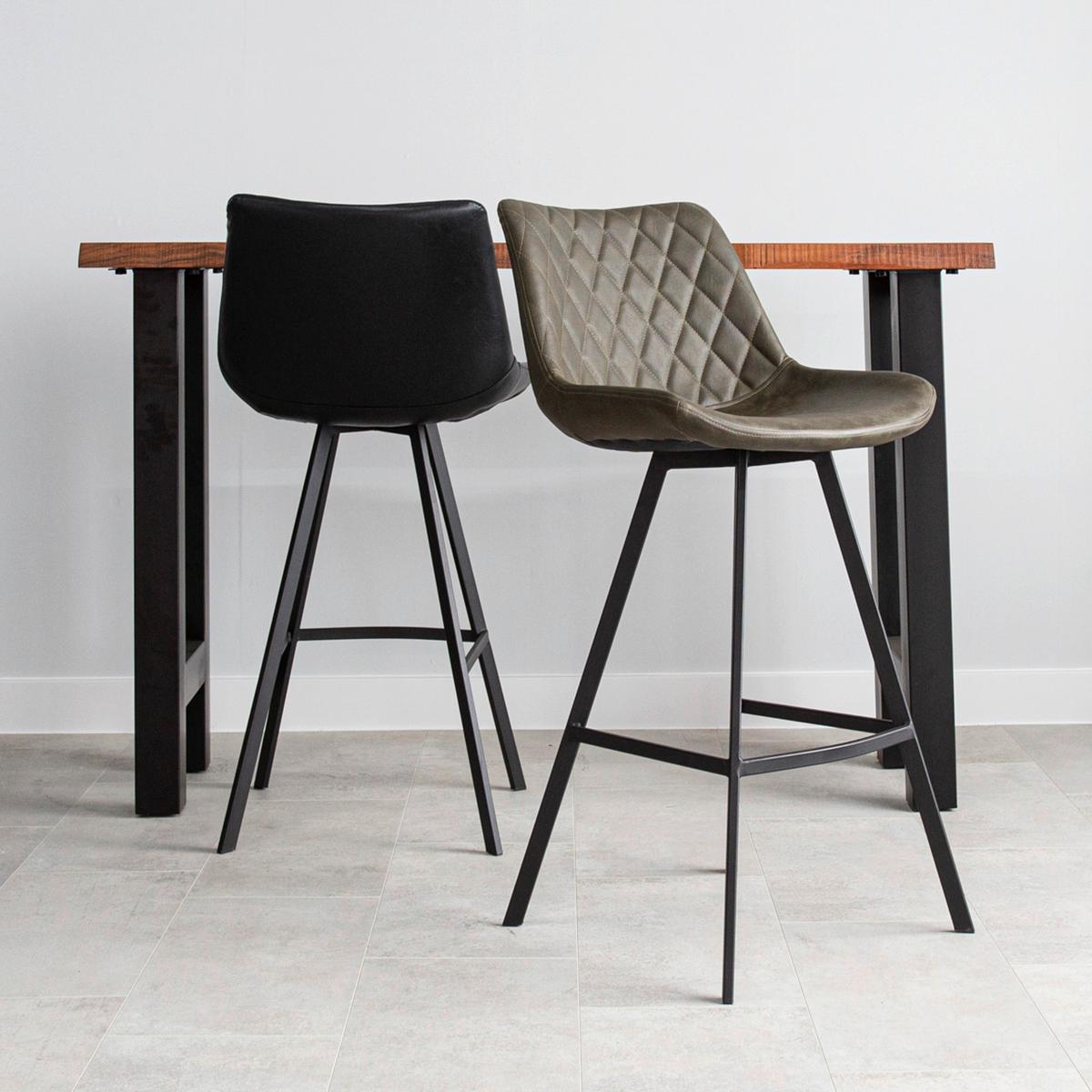 Barhocker-set Bowie - Schwarz/Grün, KONVENTIONELL, Textil/Metall (50/102/55cm) - MID.YOU
