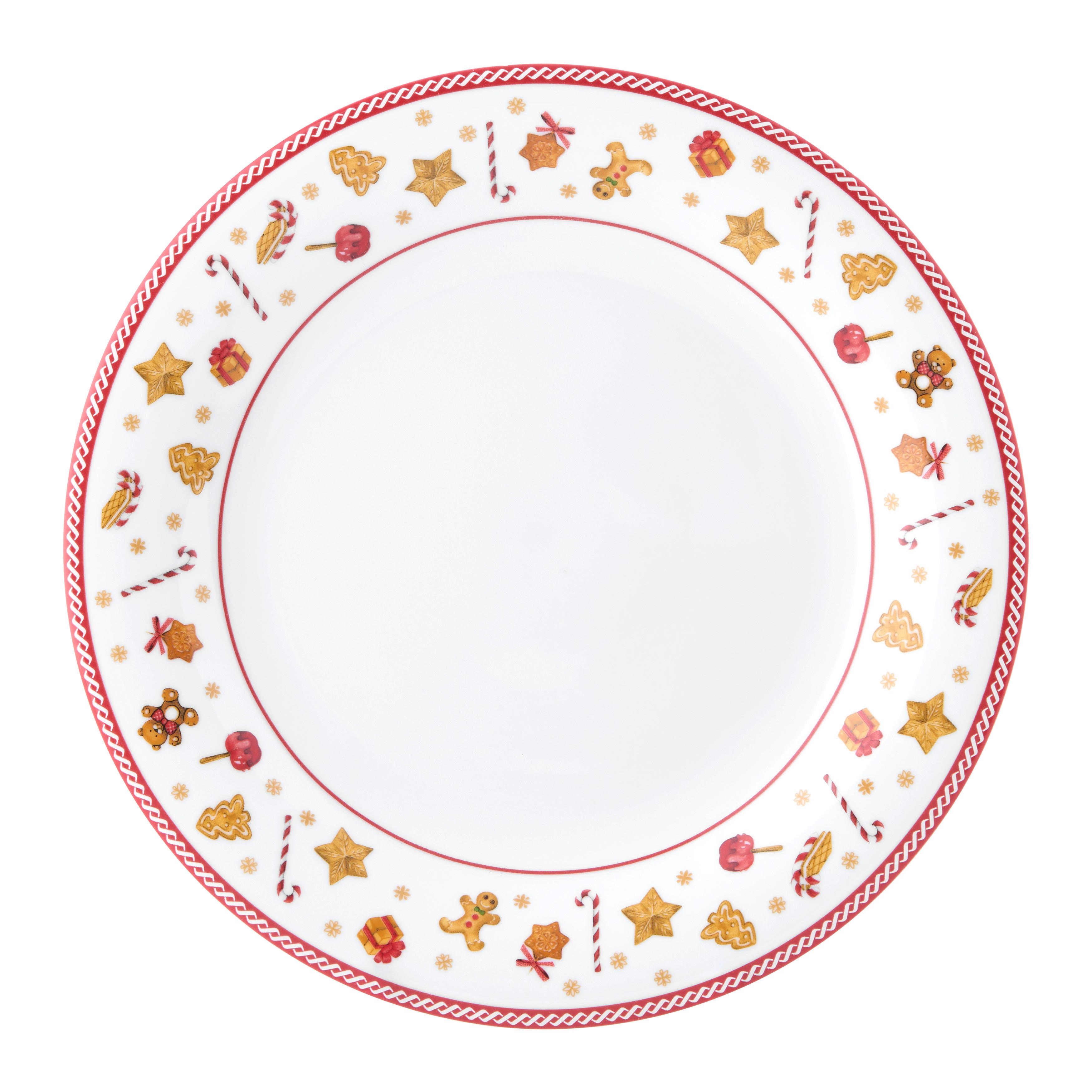 Plytký tanier XMAS - GINGER - biela/červená, Konventionell, keramika (27cm) - Mömax